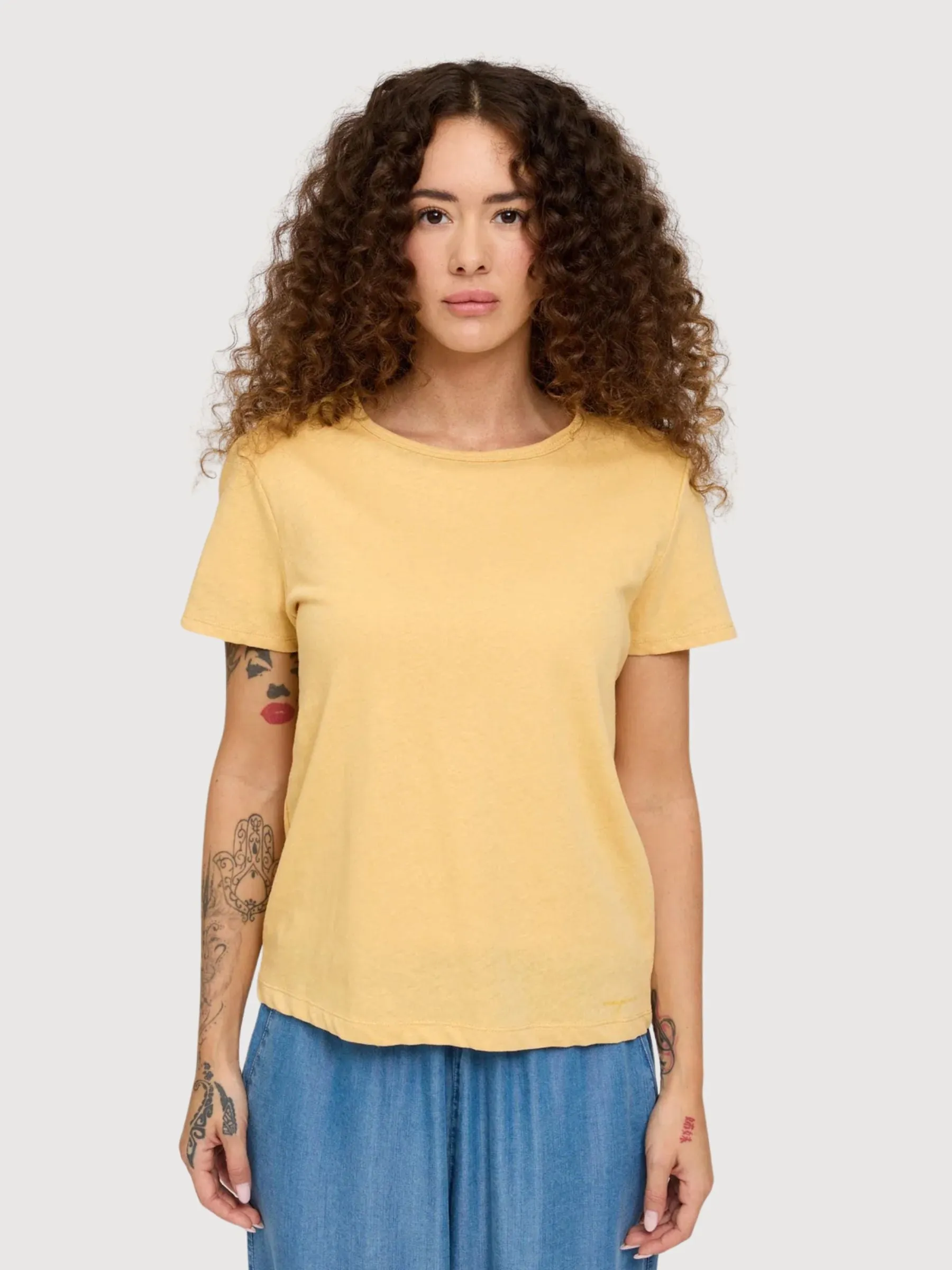 Linen-Mix Basic T Banana | Mazine