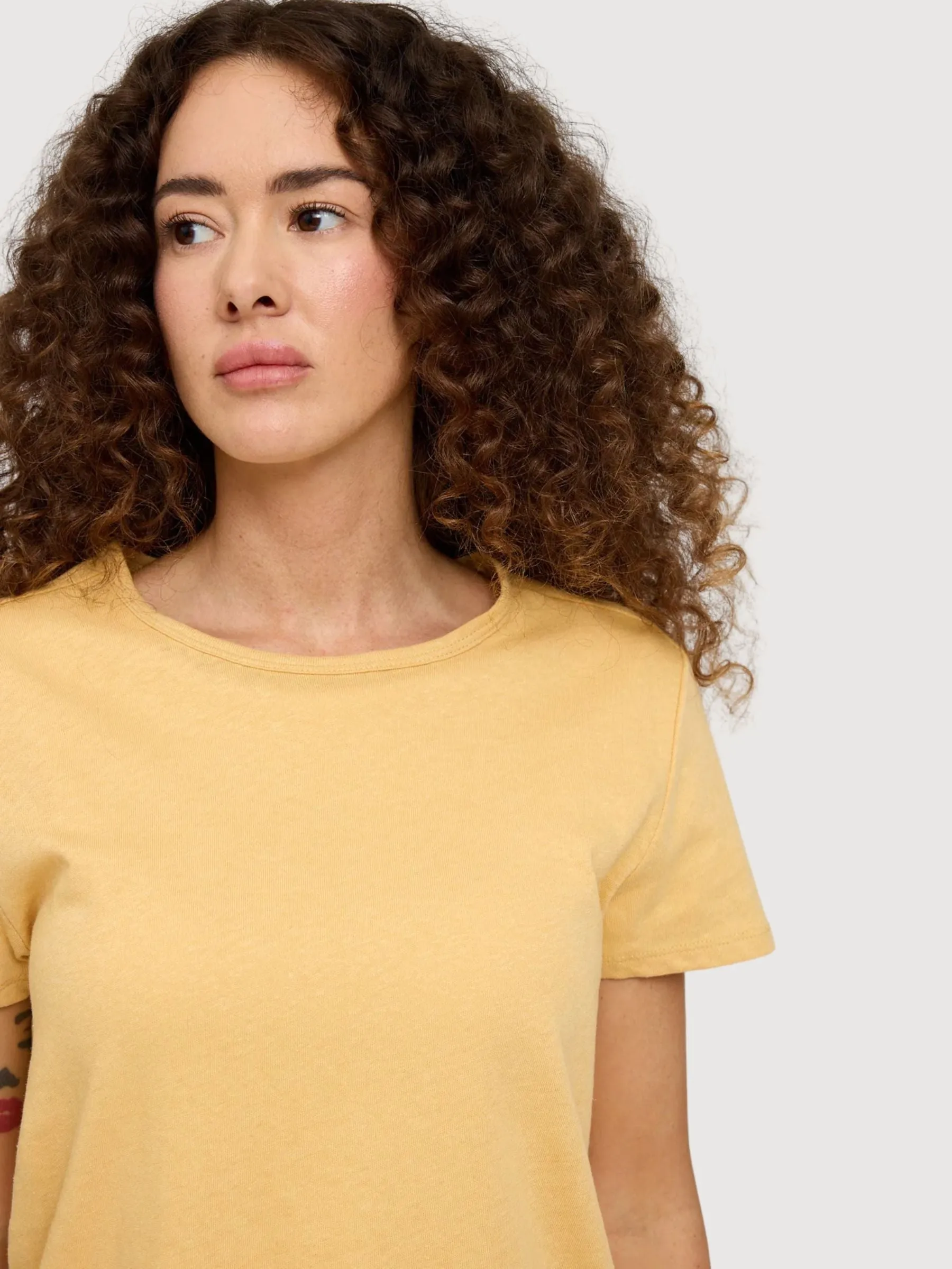 Linen-Mix Basic T Banana | Mazine