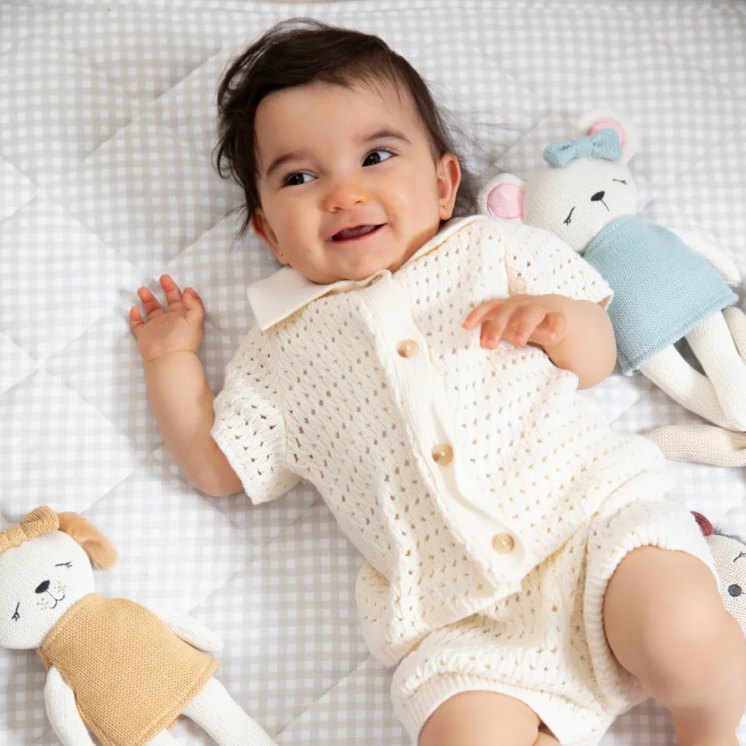 LIVING TEXTILES KNITTED ANIMAL TOY- PAULA THE PUPPY