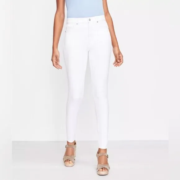 LOFT Curvy High Rise Waist Skinny Ankle Jean White New 31 Waist Size 12 Stretch