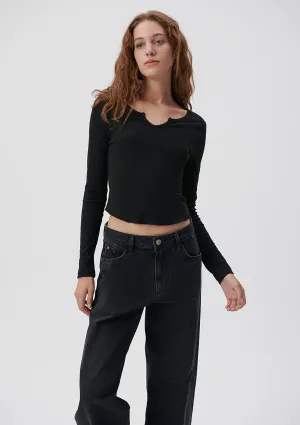 Lond Sleeve Black Basic T-Shirt