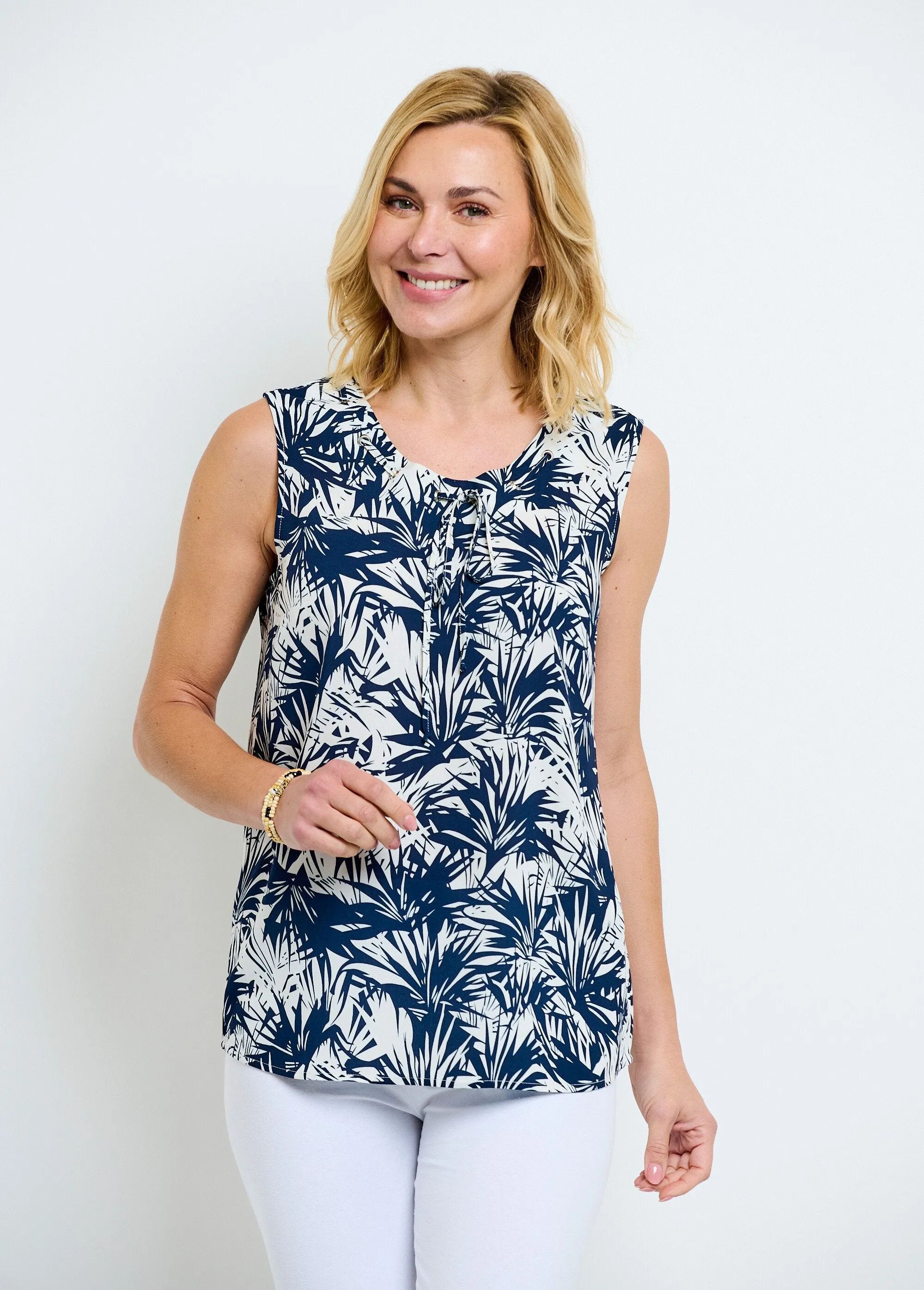 Long round neck tank top, plain or printed