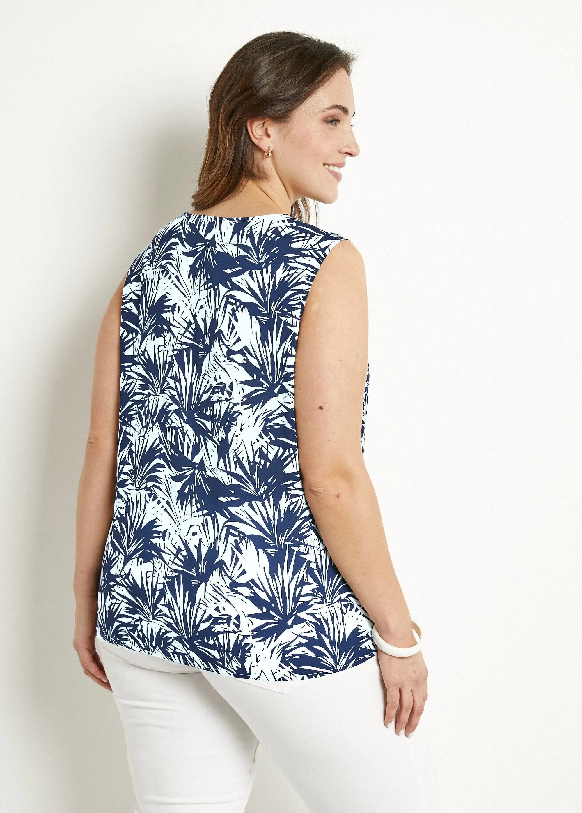 Long round neck tank top, plain or printed