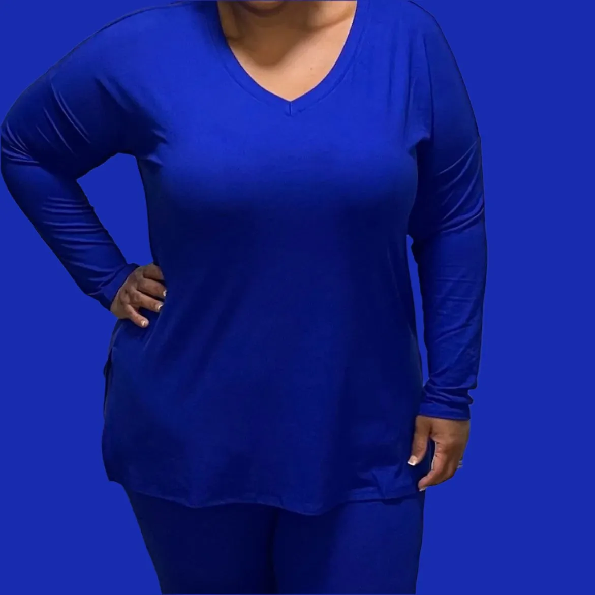Long Sleeve Round Neck Round Hem Top Plus