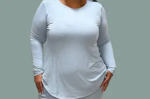 Long Sleeve Round Neck Round Hem Top Plus