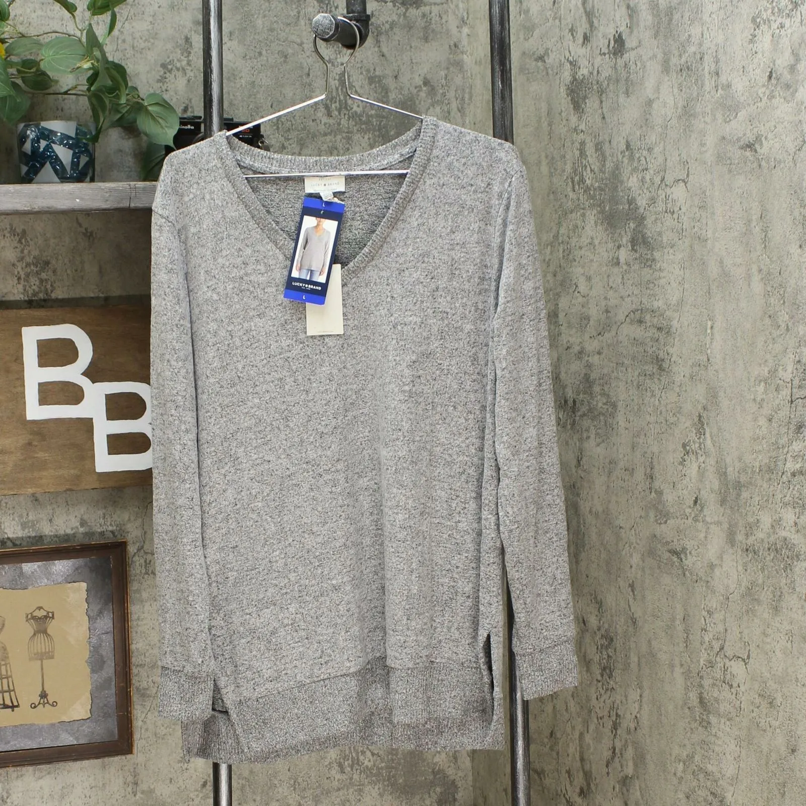 Lucky Brand Women's V-Neck Tunic Soft Cloud Knit Sweater