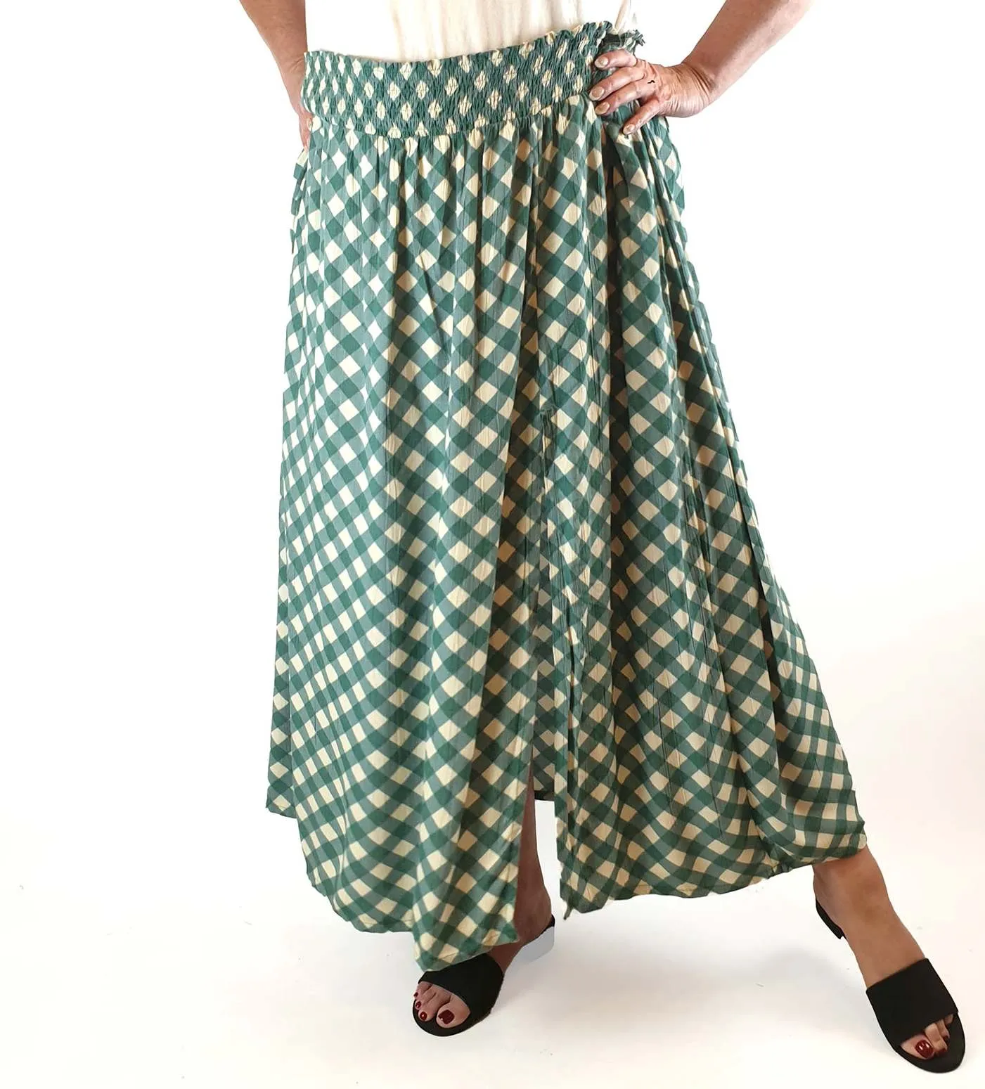 Lucy & Yak green and cream print skirt size 4XL (as new with tags)