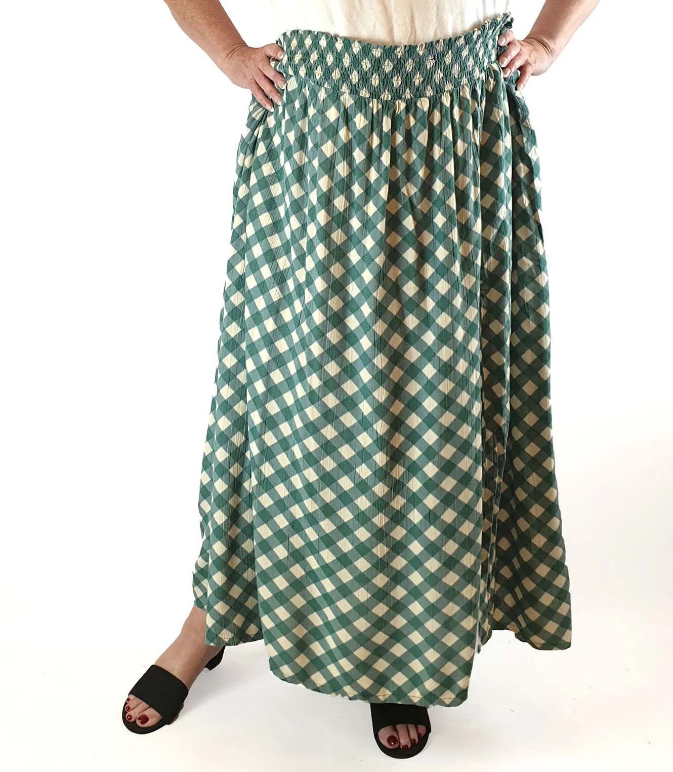 Lucy & Yak green and cream print skirt size 4XL (as new with tags)