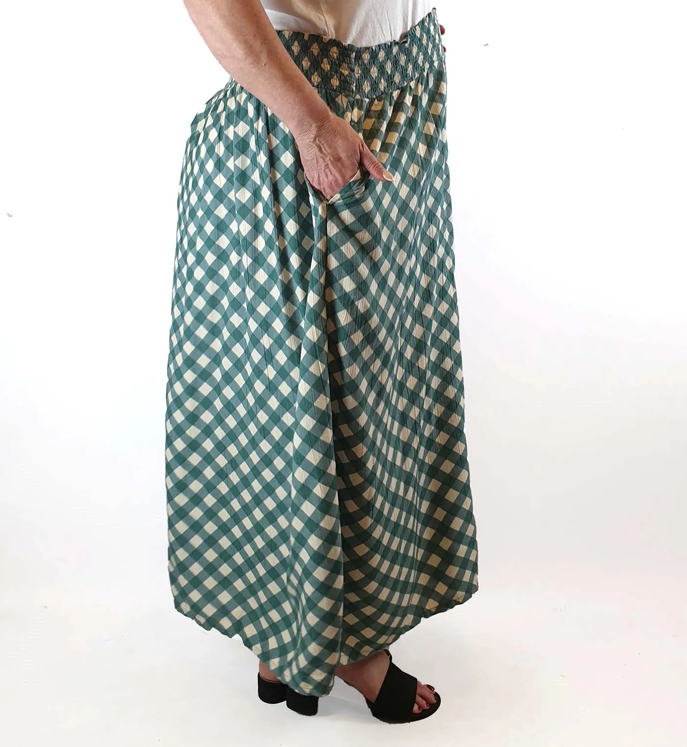 Lucy & Yak green and cream print skirt size 4XL (as new with tags)
