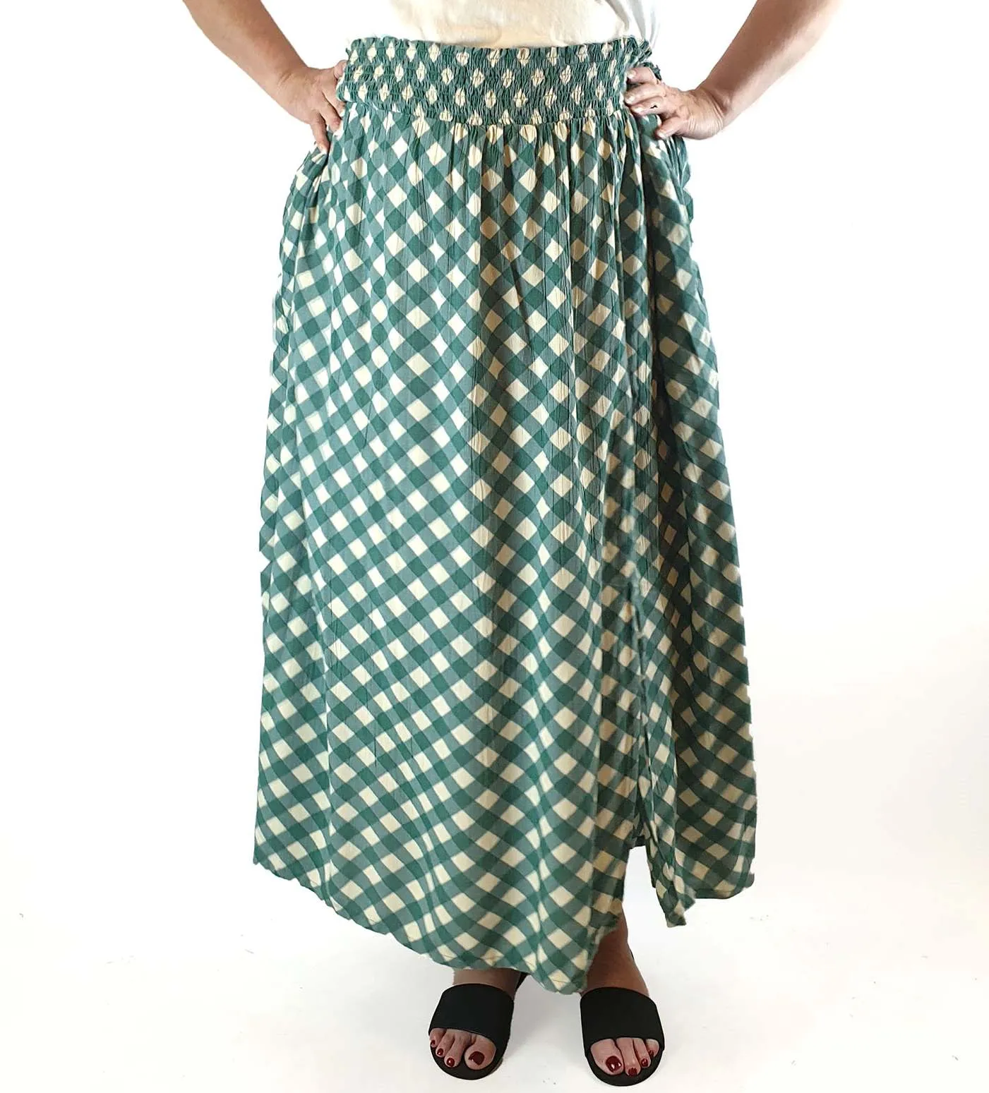 Lucy & Yak green and cream print skirt size 4XL (as new with tags)