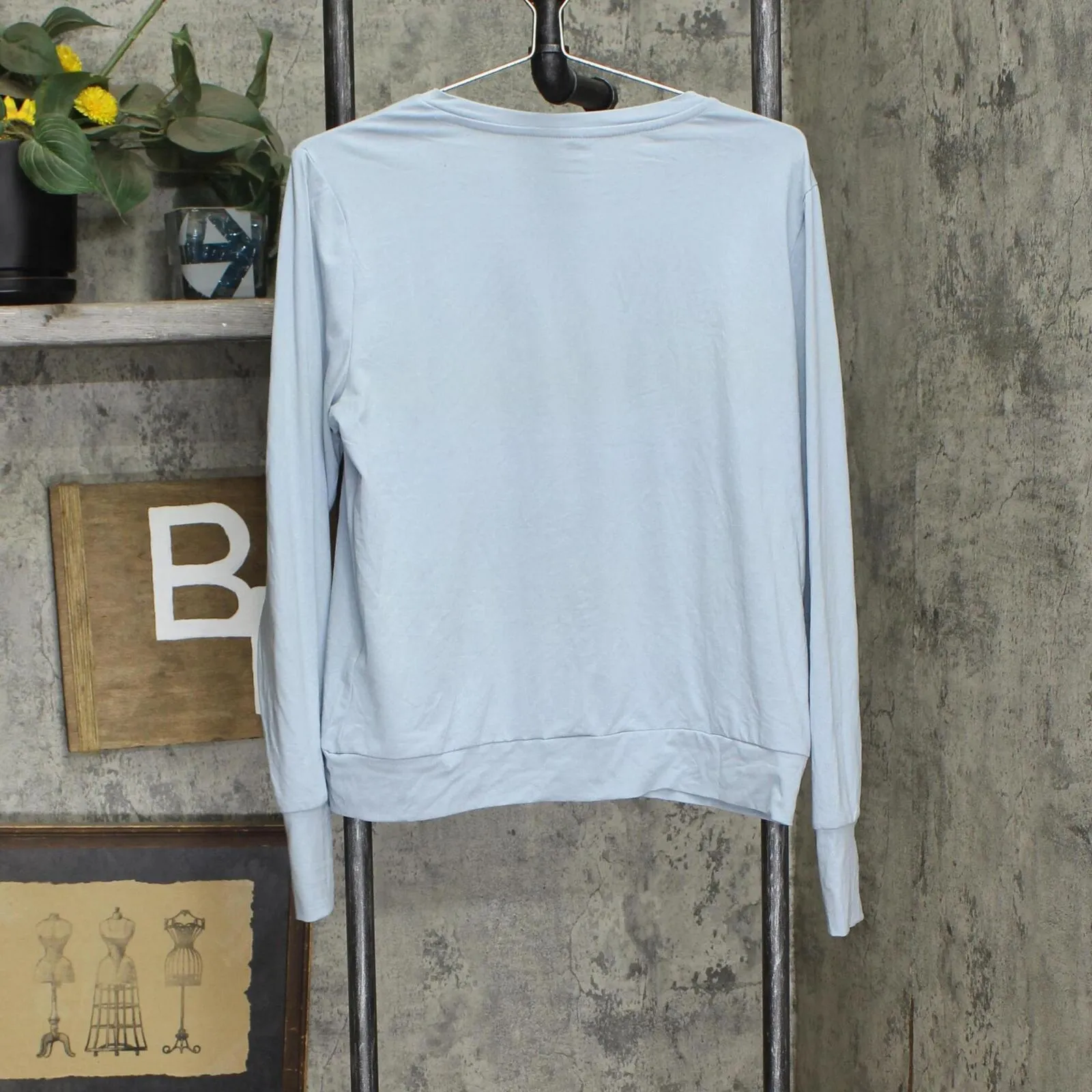 Lukka Lux Womens Long Sleeve Tee Shirt 2-Pack 1643761 Powder Blue / Black M