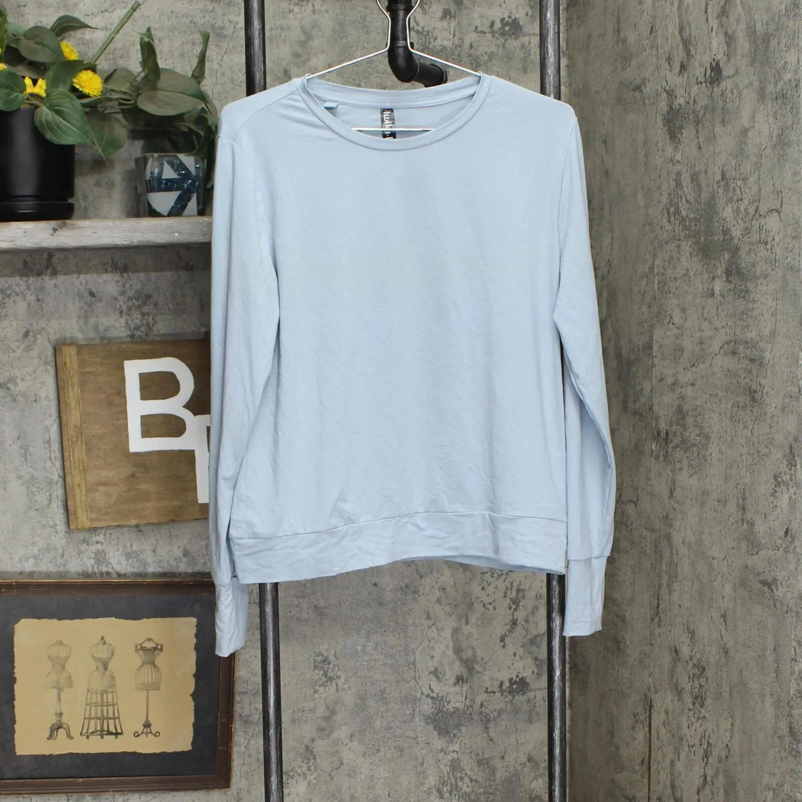 Lukka Lux Womens Long Sleeve Tee Shirt 2-Pack 1643761 Powder Blue / Black M