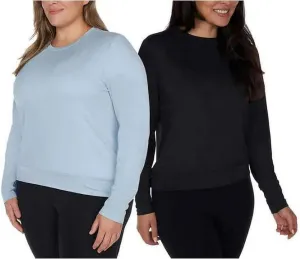 Lukka Lux Womens Long Sleeve Tee Shirt 2-Pack 1643761 Powder Blue / Black M