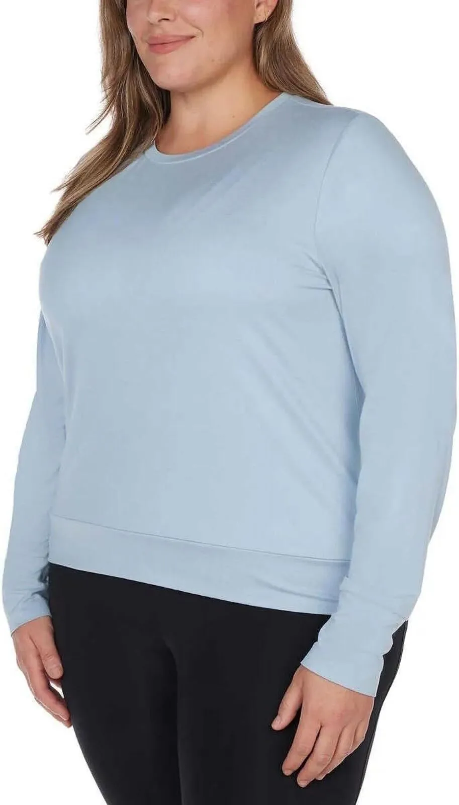 Lukka Lux Womens Long Sleeve Tee Shirt 2-Pack 1643761 Powder Blue / Black M