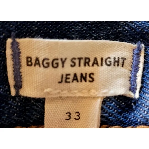 Madewell Baggy Straight Blue Denim Jeans Dark Wash Size 33 Classic Normcore