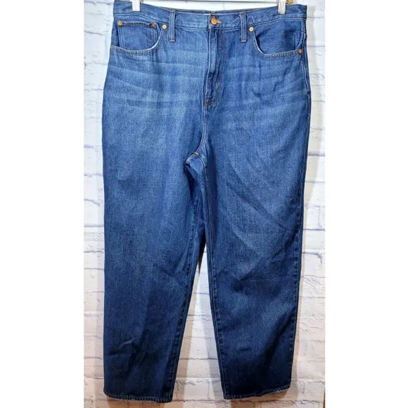 Madewell Baggy Straight Blue Denim Jeans Dark Wash Size 33 Classic Normcore