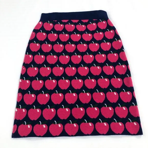 Maeve Knit Pink Apples Mini Skirt