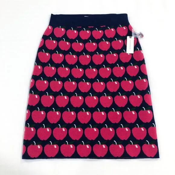 Maeve Knit Pink Apples Mini Skirt