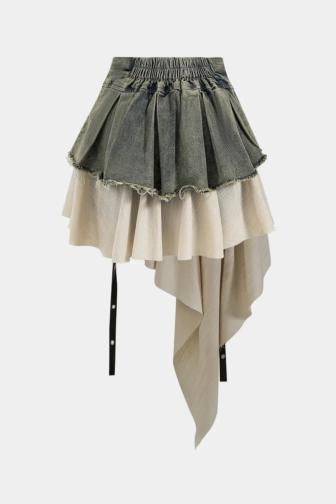 Magnolia - Elegant Patchwork Detail Woman's High Waist Skirt