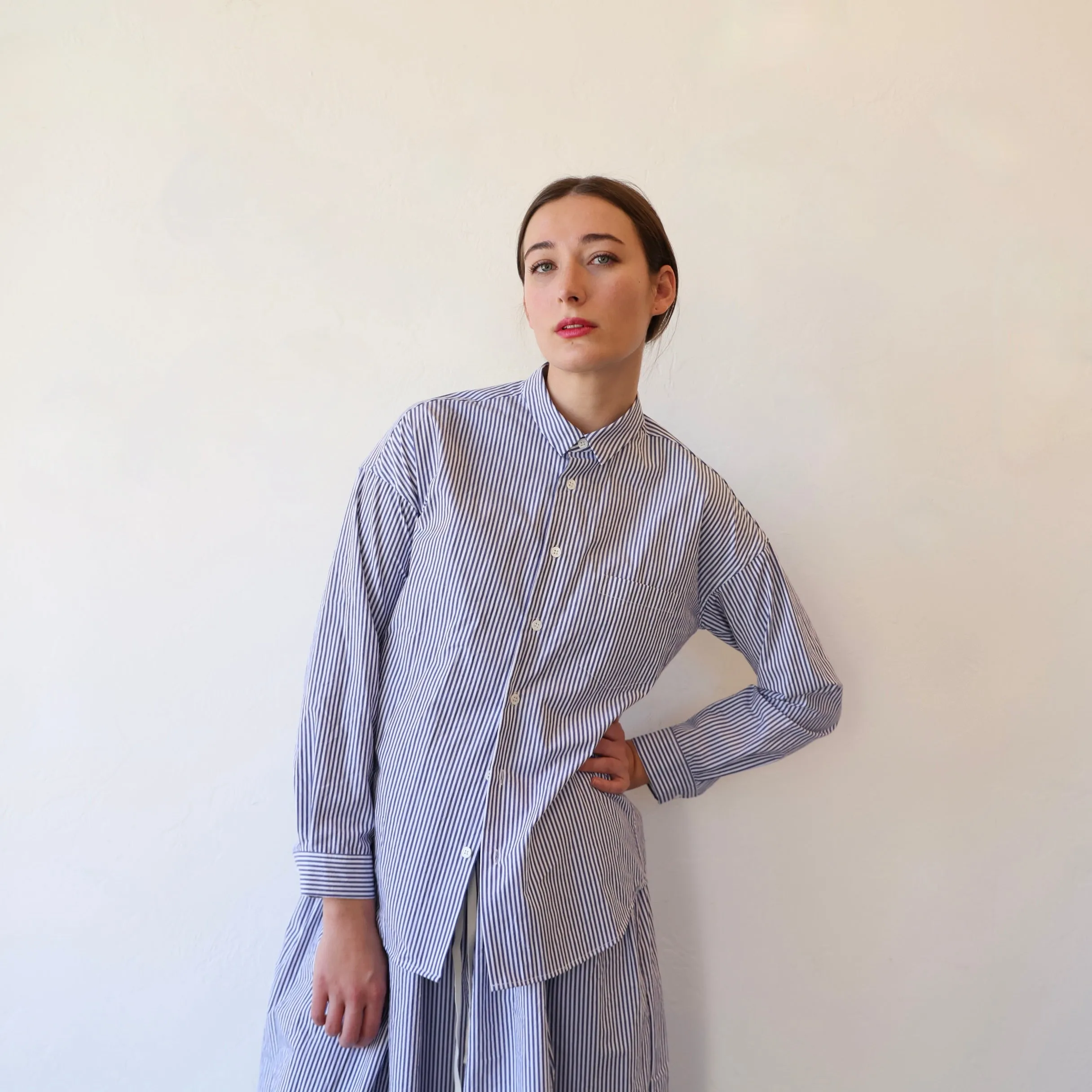 Makié Cotton Skirt - Dark Blue Stripes