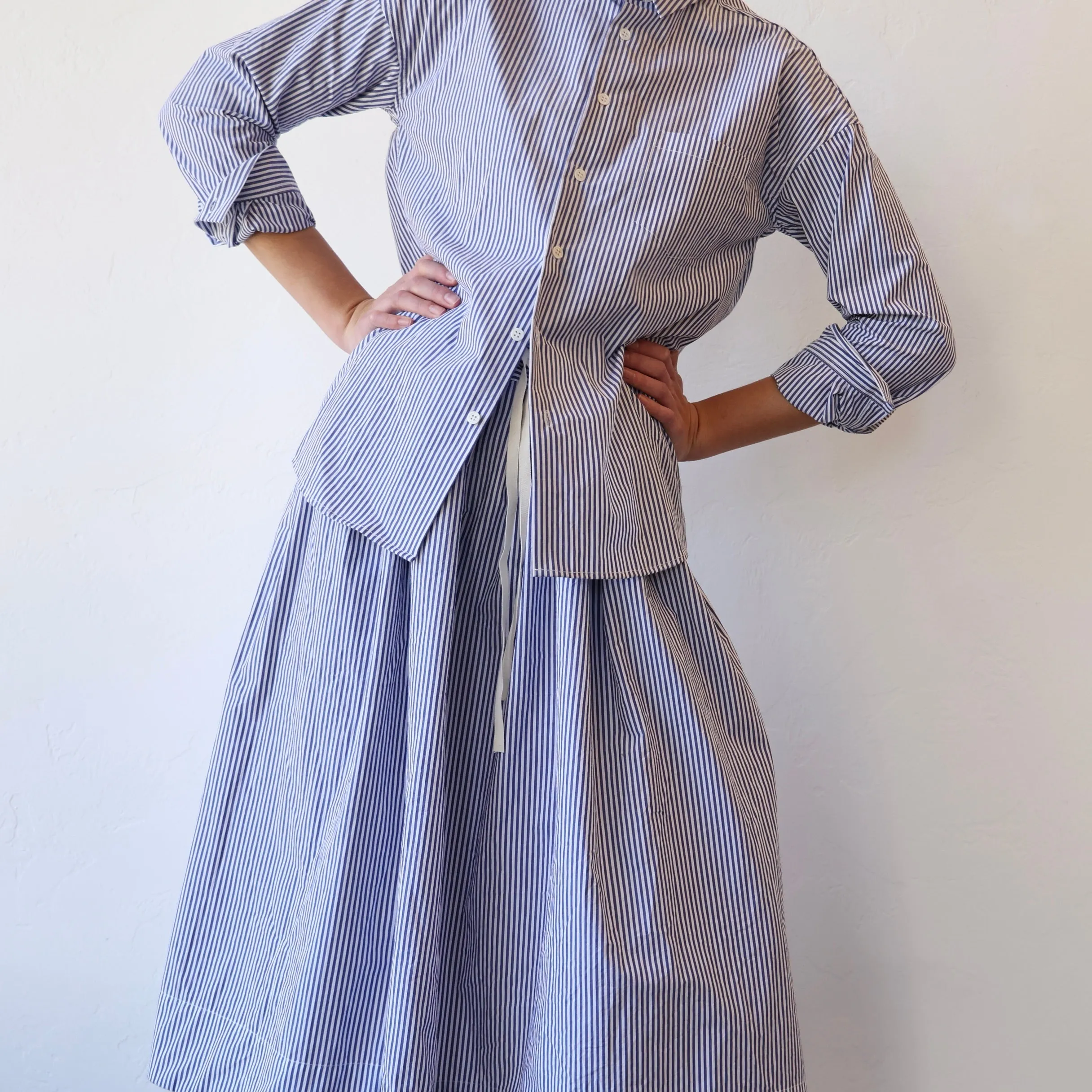 Makié Cotton Skirt - Dark Blue Stripes