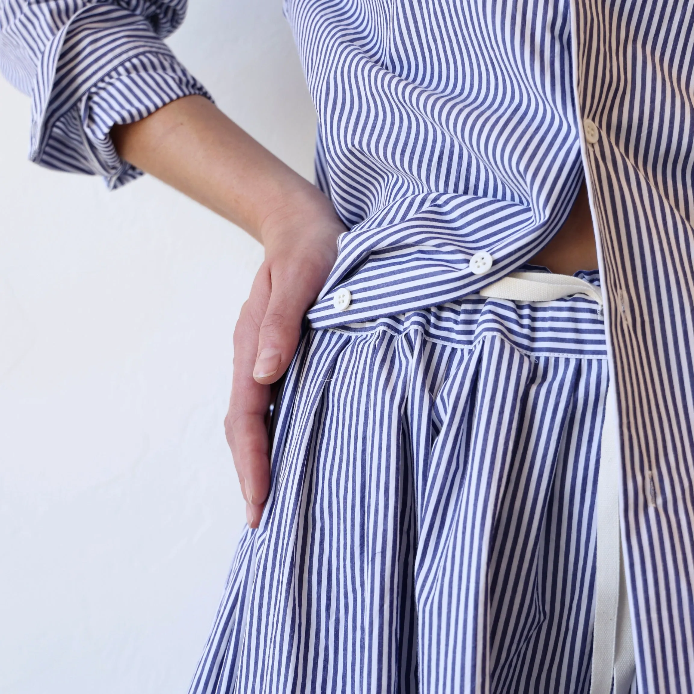 Makié Cotton Skirt - Dark Blue Stripes