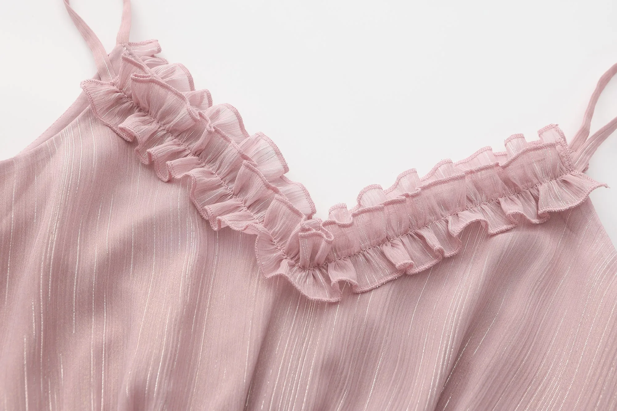 Mandy Full-Length Ruffle Dress- Pink Blush