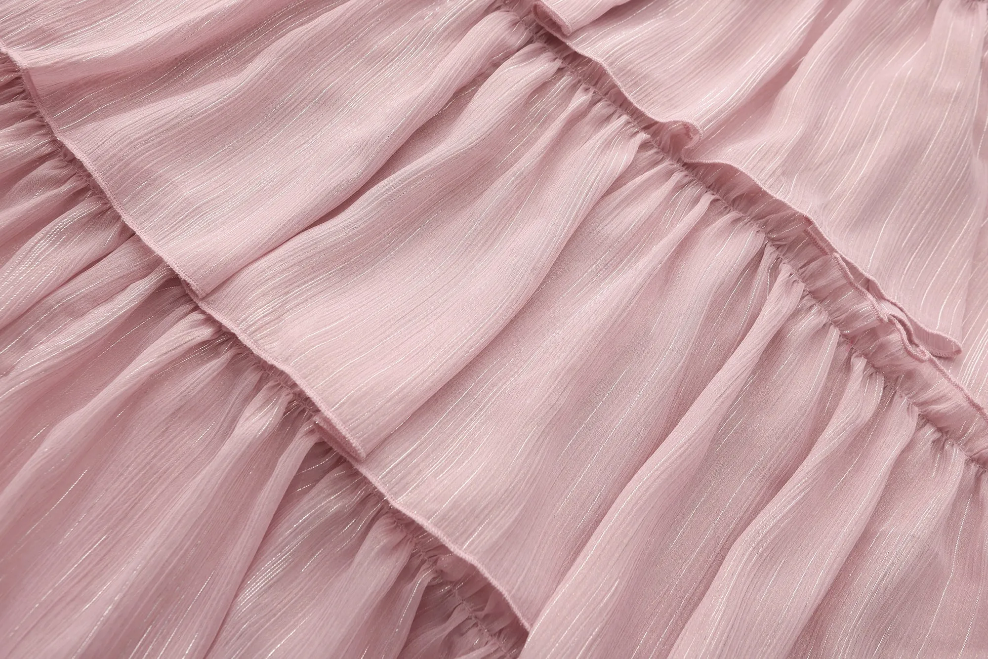 Mandy Full-Length Ruffle Dress- Pink Blush