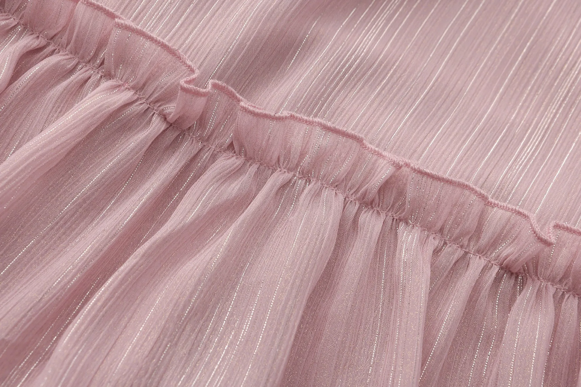 Mandy Full-Length Ruffle Dress- Pink Blush