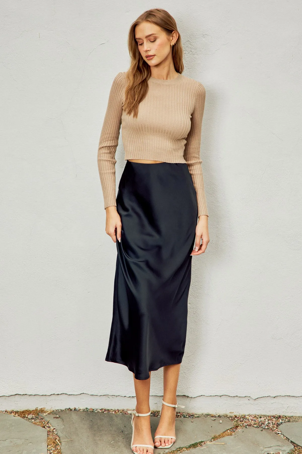 Martina Satin Pull On Maxi Skirt