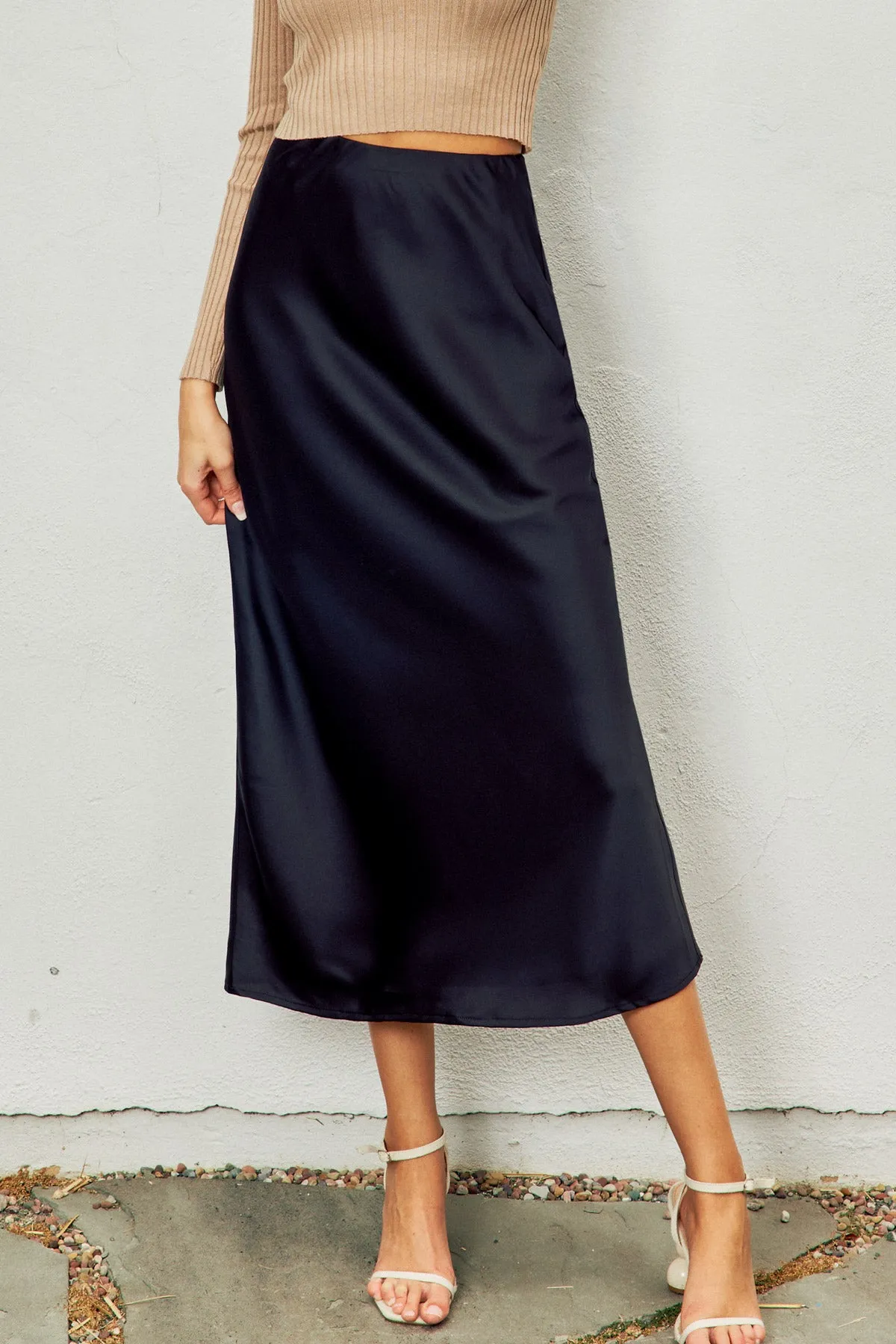 Martina Satin Pull On Maxi Skirt