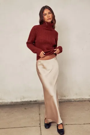 Martina Satin Pull On Maxi Skirt