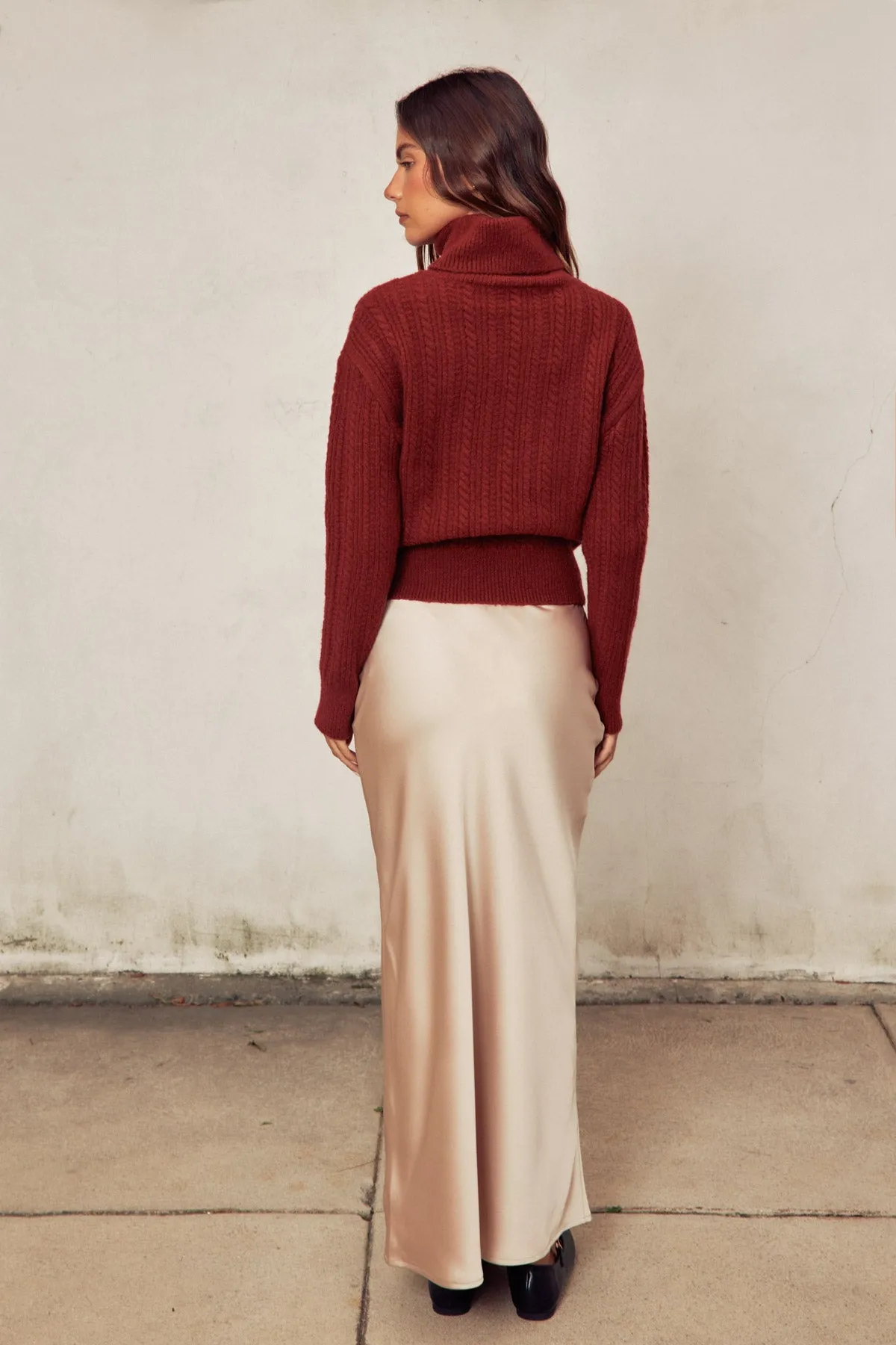 Martina Satin Pull On Maxi Skirt