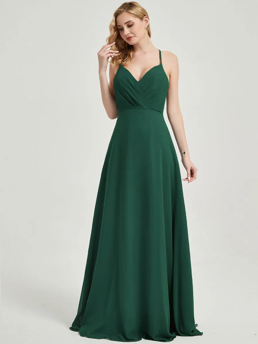 Mauve Pleated Halter V-Neck Backless Maxi Chiffon Bridesmaid Dress