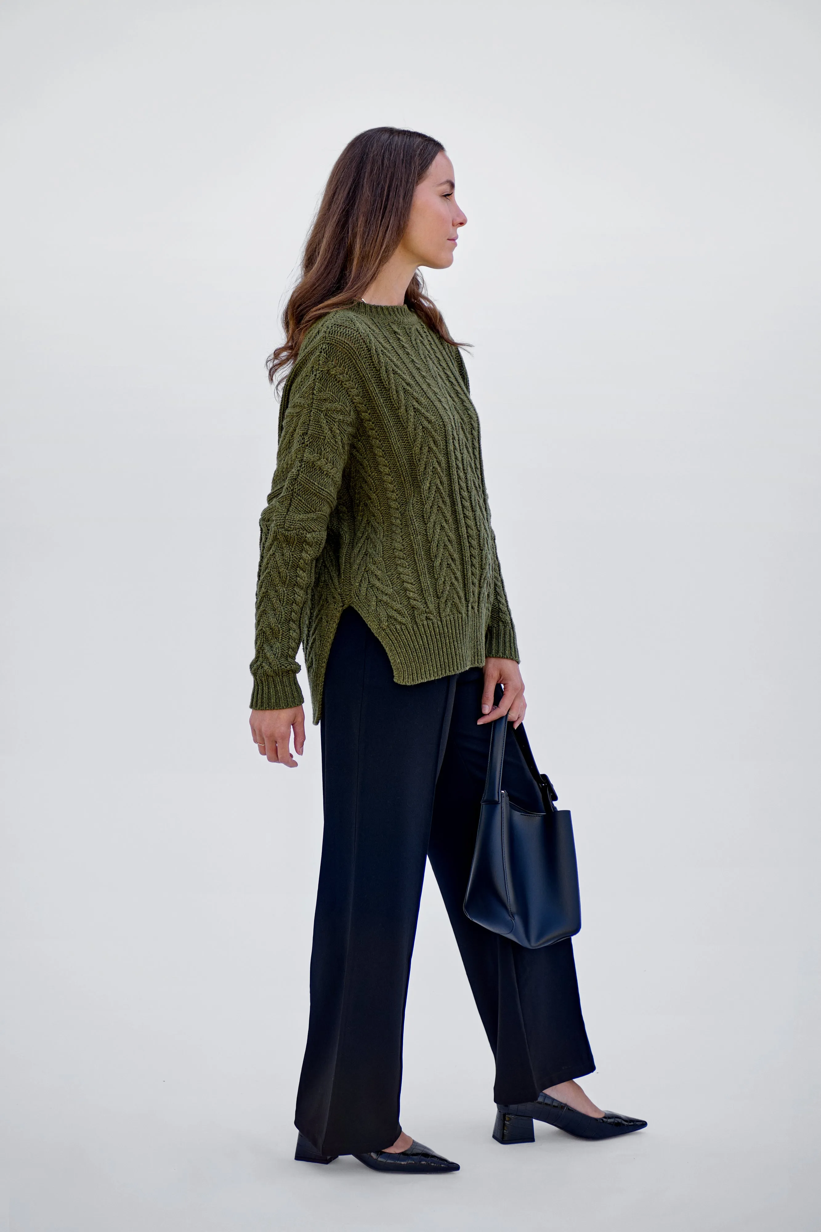 Maxted, Soft Touch Cable Pullover | Rural Khaki