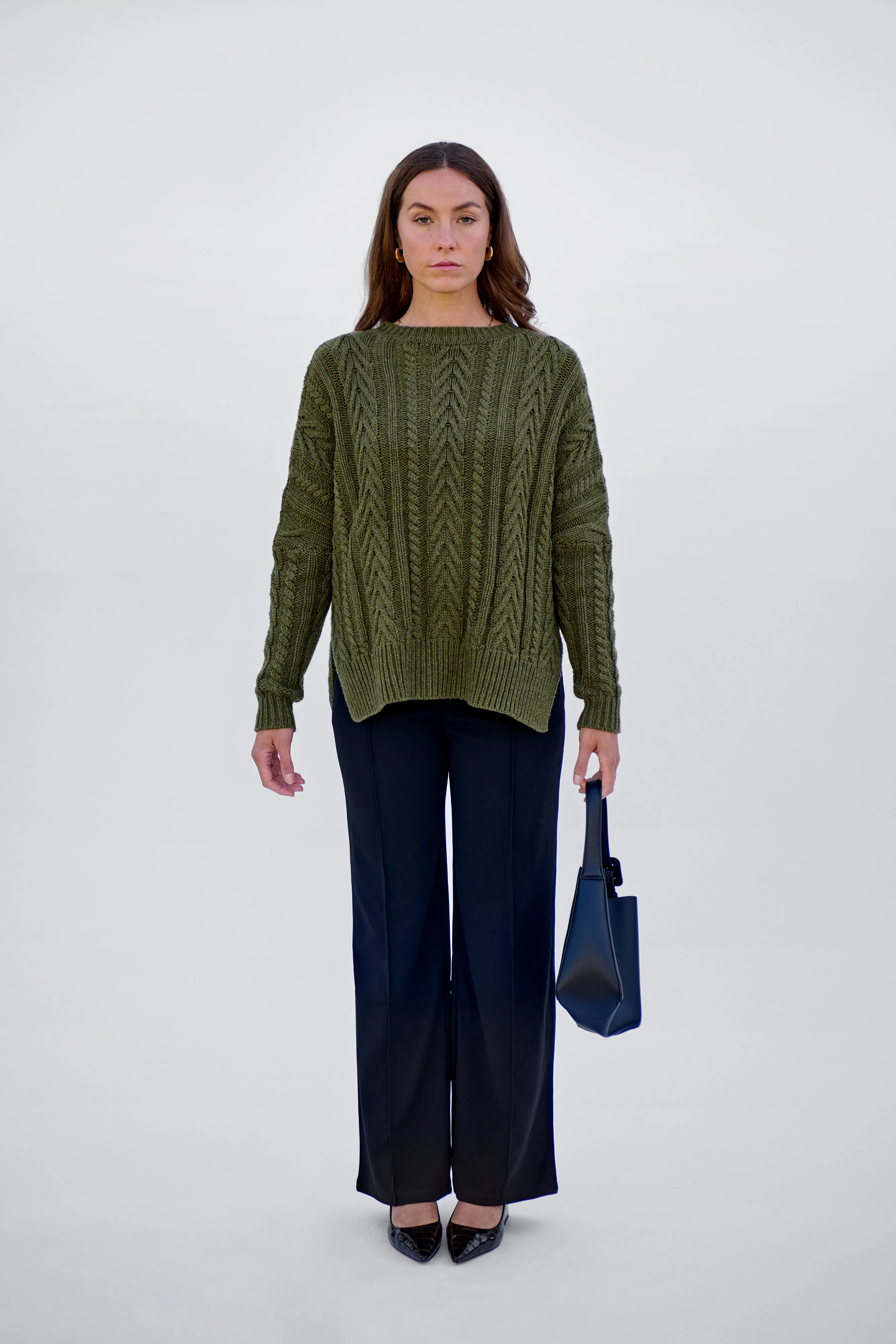 Maxted, Soft Touch Cable Pullover | Rural Khaki