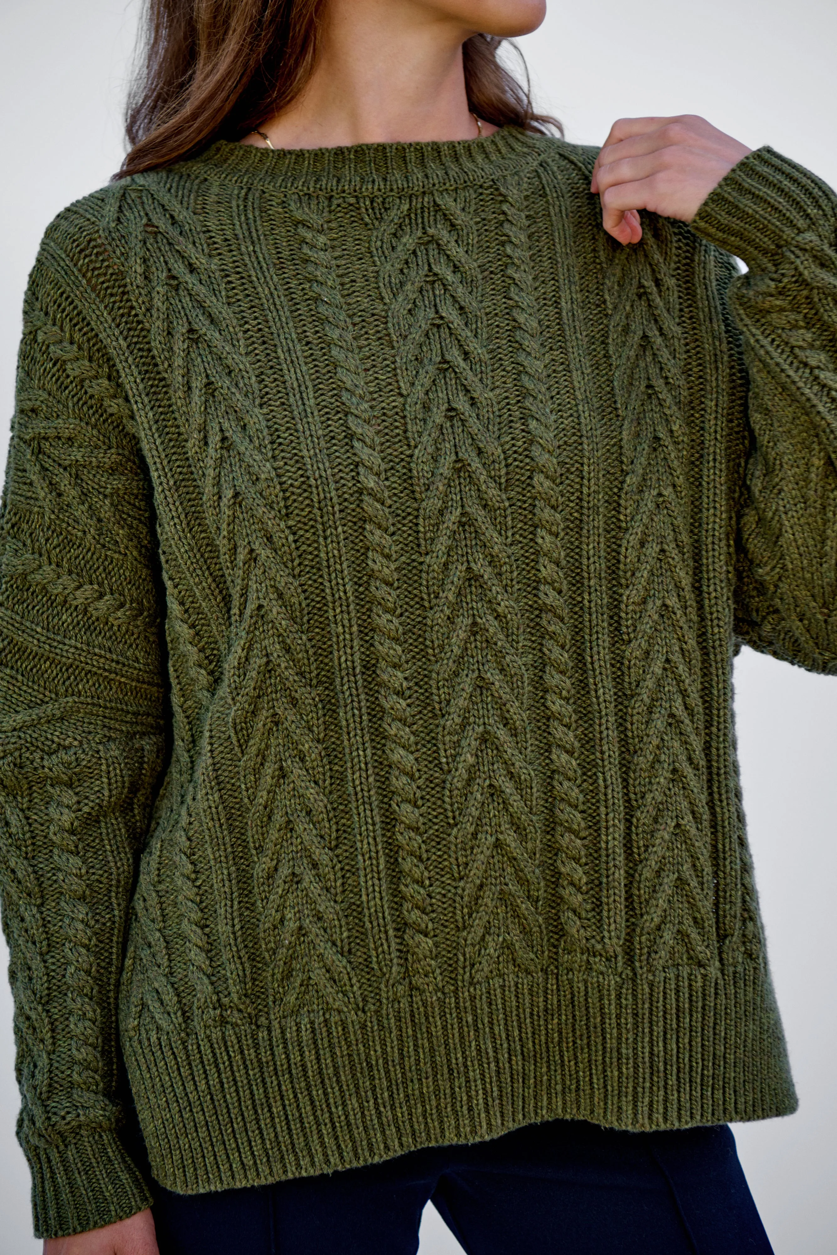 Maxted, Soft Touch Cable Pullover | Rural Khaki