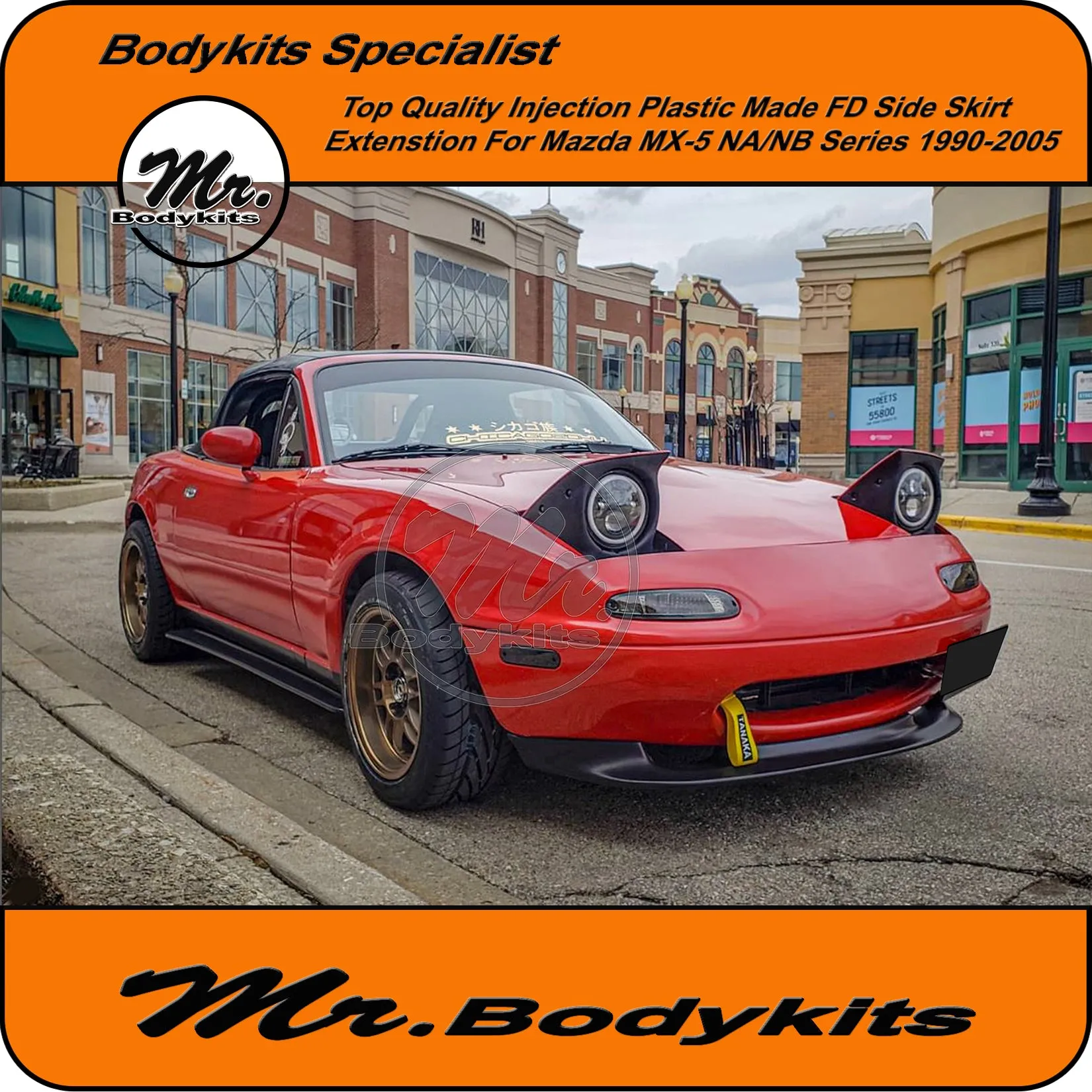 Mazda MX5/ MX-5 NA/NB PP Plastic FD Style Side Skirt Extensions (90-05)