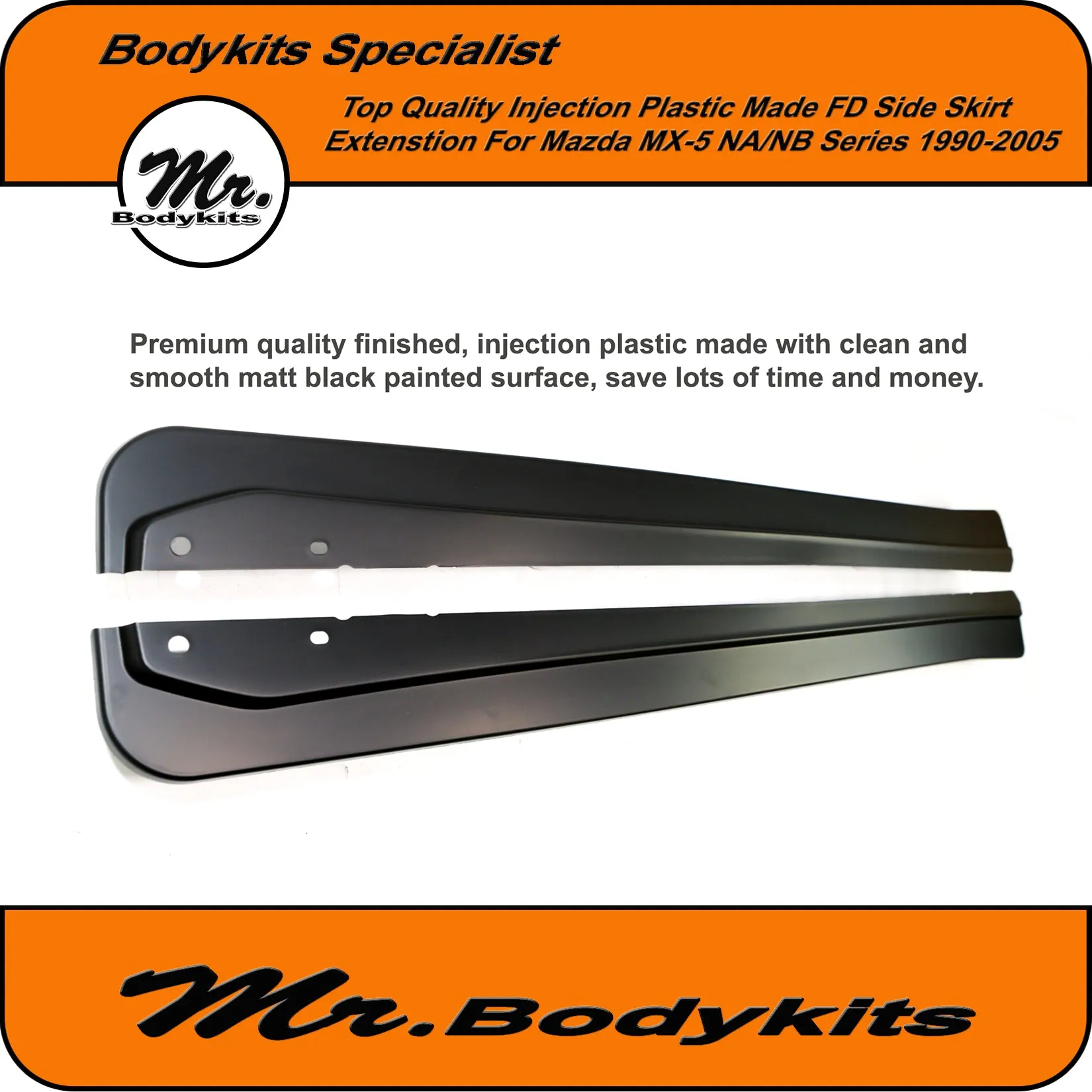 Mazda MX5/ MX-5 NA/NB PP Plastic FD Style Side Skirt Extensions (90-05)