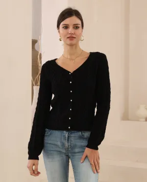 Mei Cable Cardigan - Black