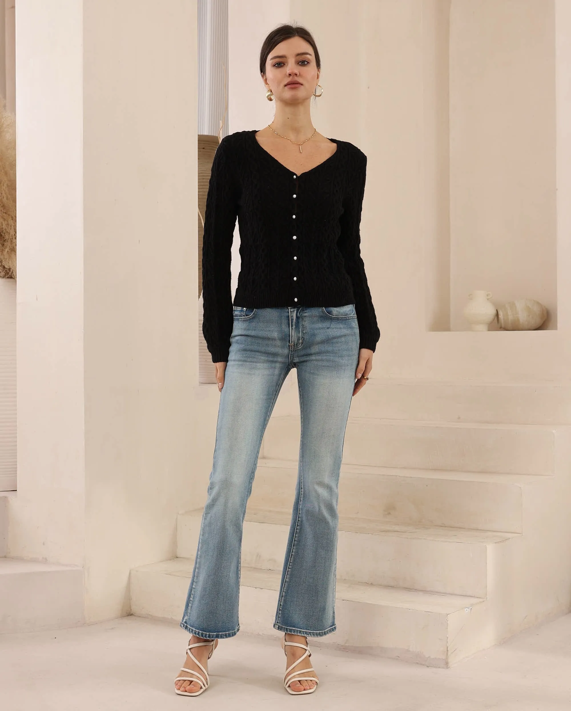 Mei Cable Cardigan - Black