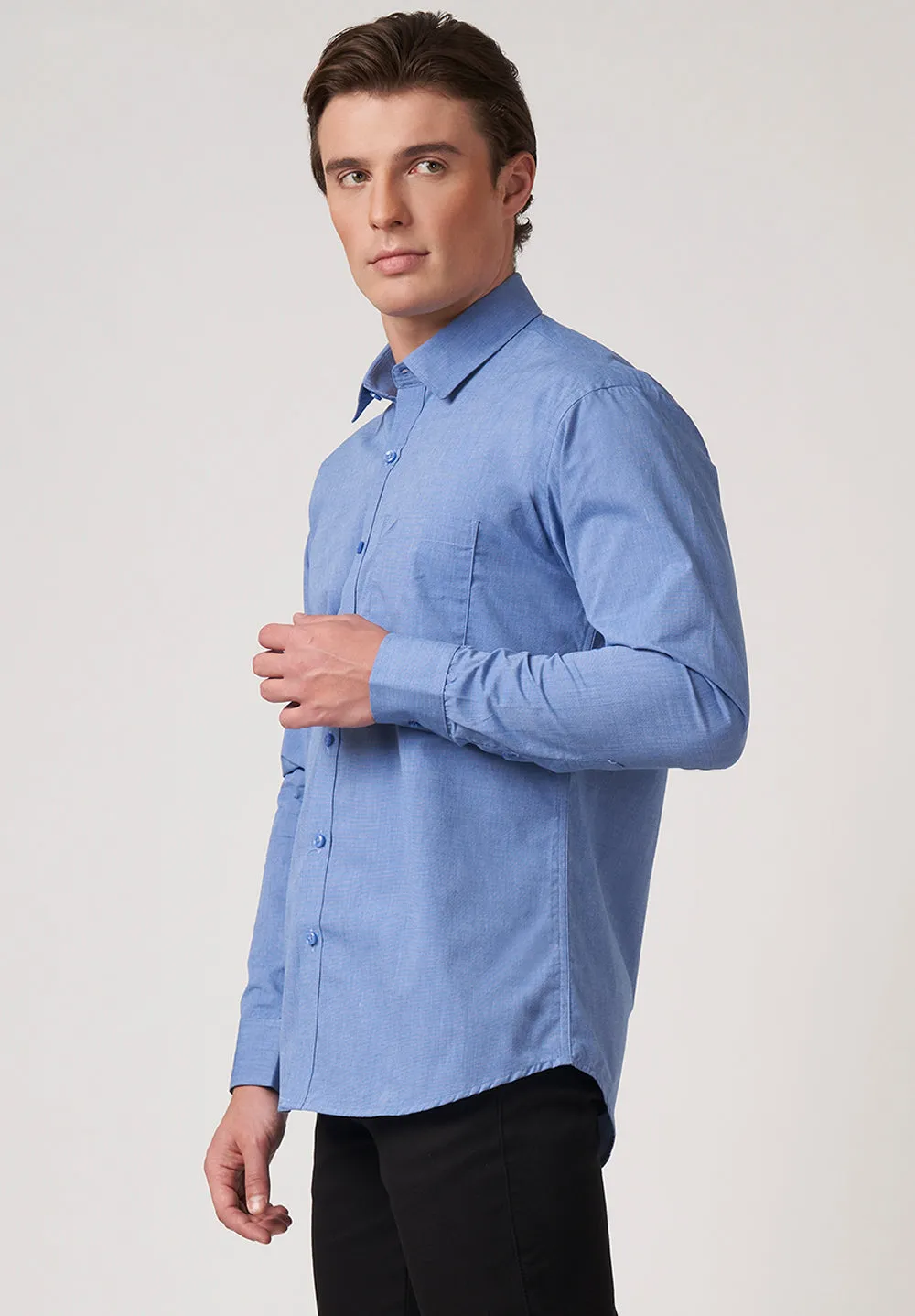 Men Blue Slim Fit Full Sleeves Formal Shirt
