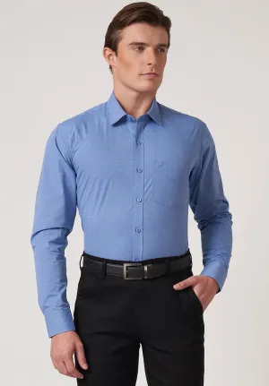 Men Blue Slim Fit Full Sleeves Formal Shirt