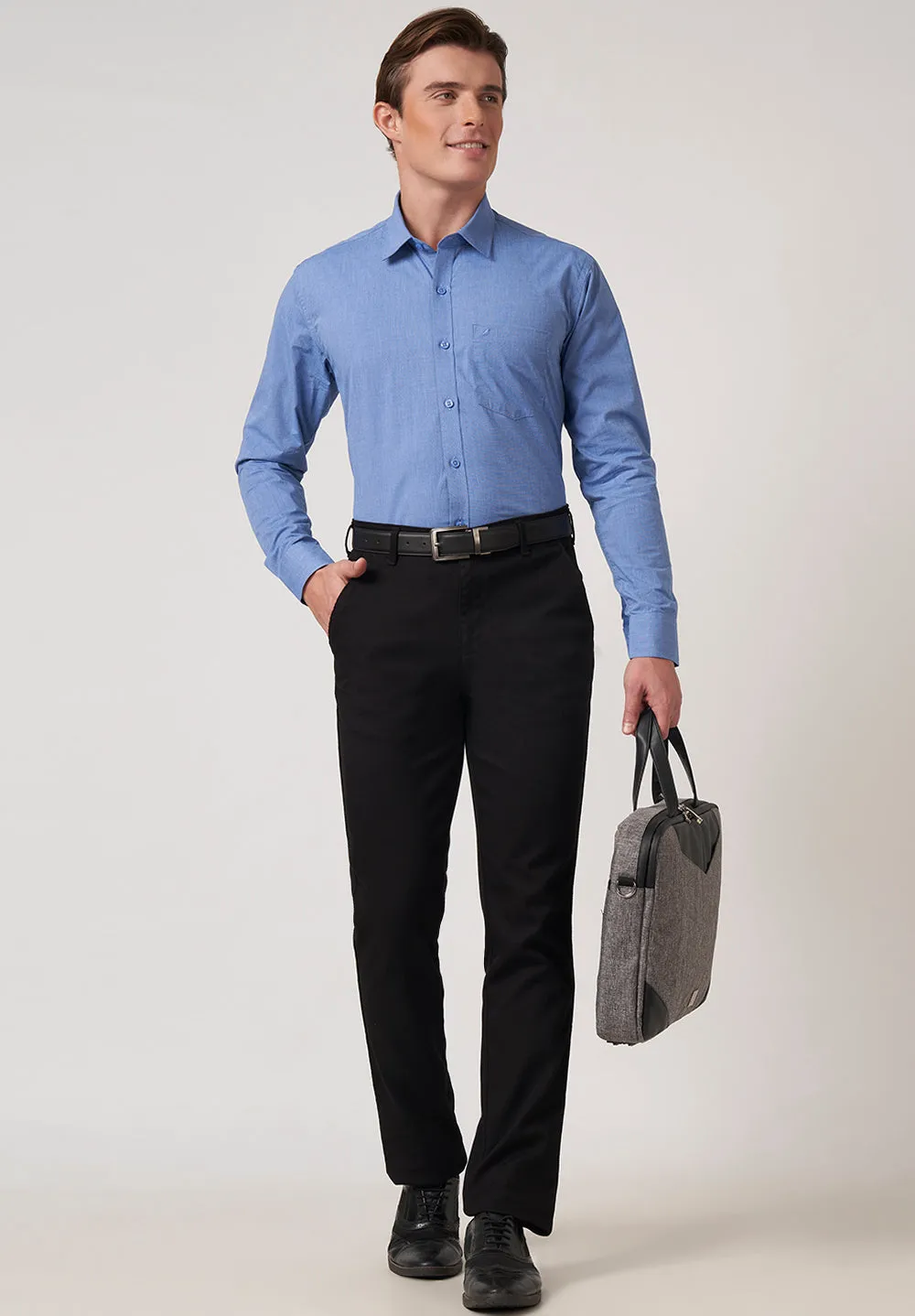 Men Blue Slim Fit Full Sleeves Formal Shirt