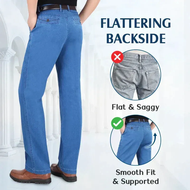 Men's High Waist Straight Cut Jeans | Durable Denim, Classic Fit, Comfortable & Stylish Everyday Wear