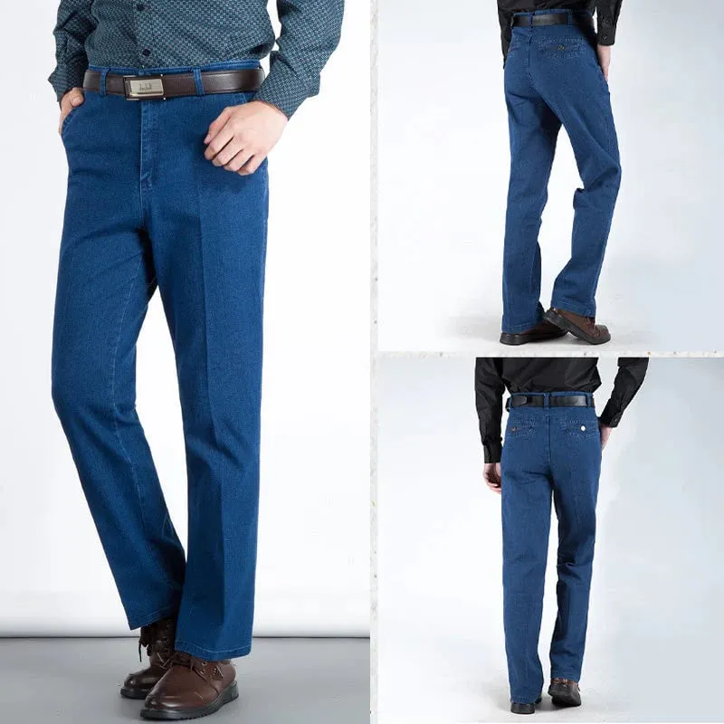Men's High Waist Straight Cut Jeans | Durable Denim, Classic Fit, Comfortable & Stylish Everyday Wear