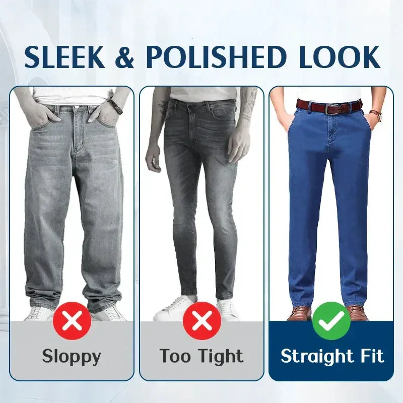 Men's High Waist Straight Cut Jeans | Durable Denim, Classic Fit, Comfortable & Stylish Everyday Wear