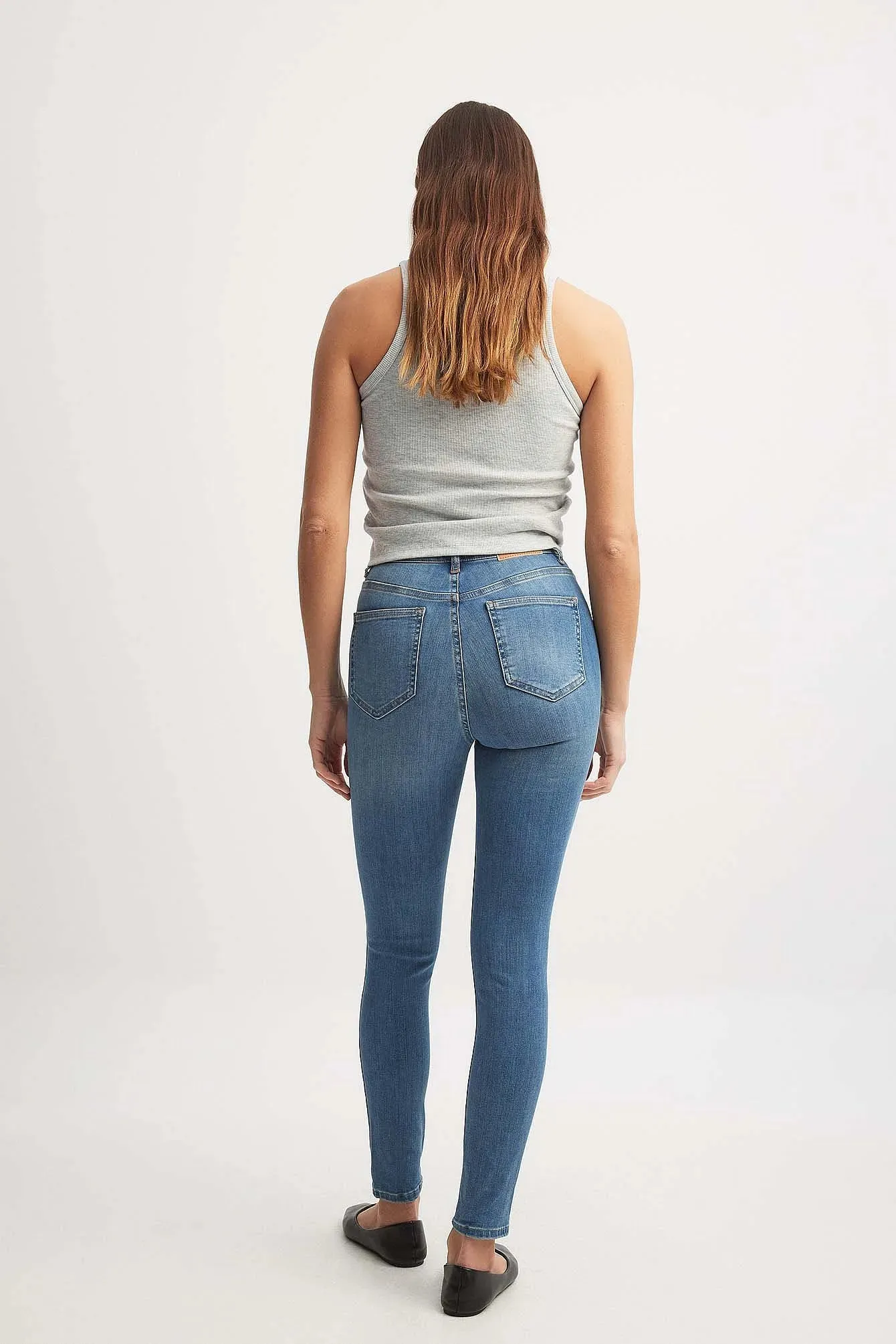 Mid Blue Skinny High Waist Destroyed Jeans - Trendy & Edgy