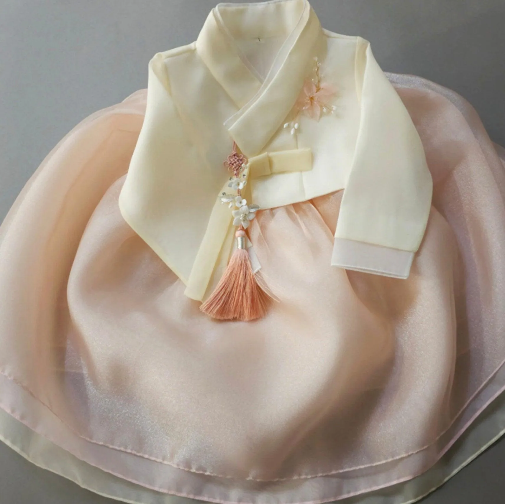 Miho Layered Coral Dress Girl Hanbok (1-8YR)