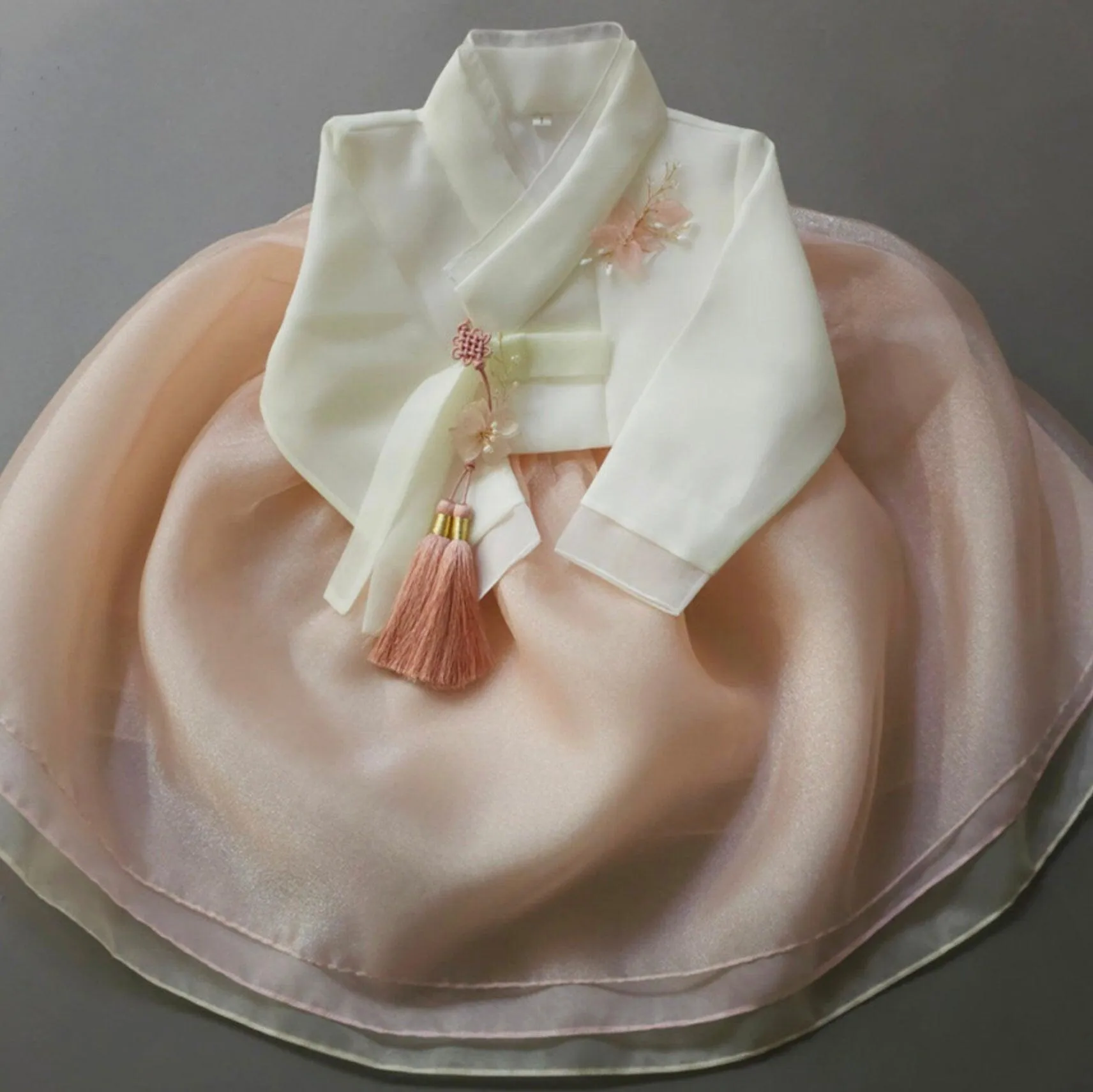 Miho Layered Coral Dress Girl Hanbok (1-8YR)